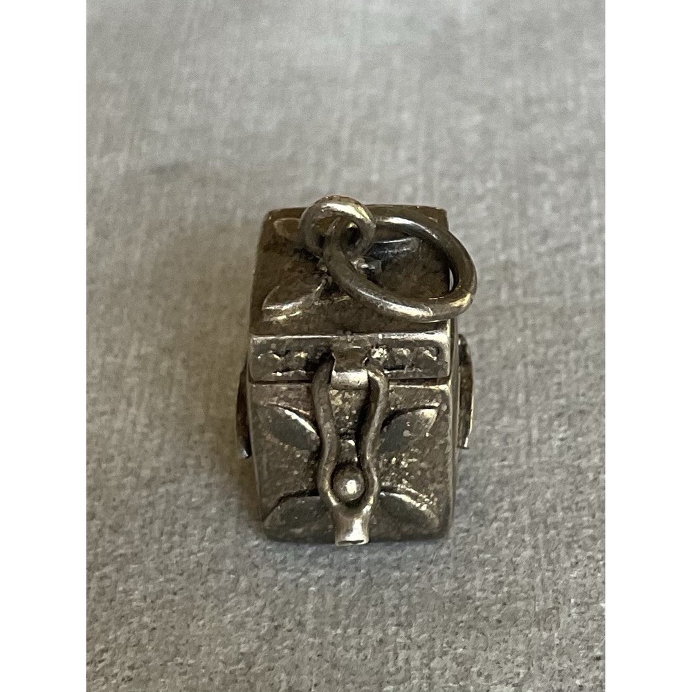 Vintage 925 Sterling Silver Hinged Prayer Box Charm Estate Jewelry